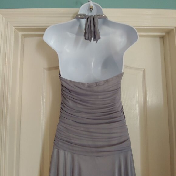 Trixxi Womens Gray Asymmetrical Empire Babydoll Fairy Whimsical Dress Midi Jr L - Picture 8 of 10